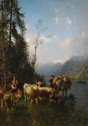 Fjordlandschap met koeien
