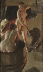 Meisjes uit Dalarna nemen een bad, door Zorn, Anders Leonard
