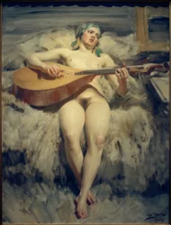De luitspelende vrouw
