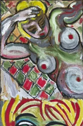 EXPRESSIONIST FEMALE NUDE, 2012 (acryl op jute doek gespannen op een houten frame)