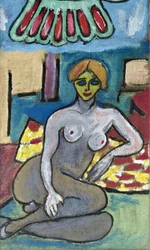 FEMALE NUDE WITH YELLOW FACE, 2012 (acryl op jute doek gespannen op een houten frame)