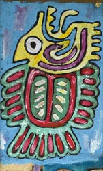 MYTHOLOGISCHE FIGUUR VAN LATIJNS AMERIKA, 2012 (acryl op jute doek, opgespannen op een houten frame)