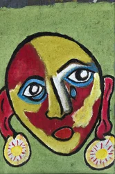 BUITENGEWELD: TEARFUL FACE, 2012 (acryl op jute doek gespannen op een houten frame)