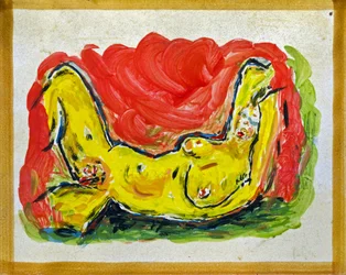 OUTRAGE TO EGON SCHIELE, 2012 (olieverf op keramische tegel)