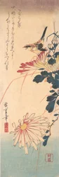 Een winterkoninkje en chrysanten, ca. 1830