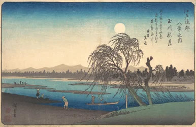 Herfstmaan aan de Tama-rivier, ca. 1838