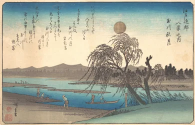 Herfstmaan op de Tama-rivier, ca. 1838