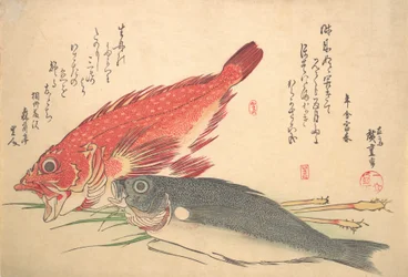 Isaki en Kasago Vis, uit de serie Uozukushi Elke Soort Vis