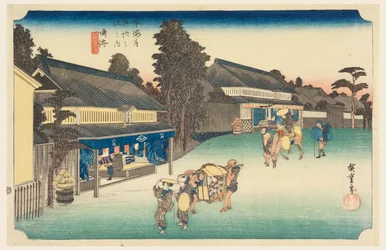 Narumi, Een Plaats Beroemd om Zijn Stof, in De Drieënvijftig Stations van de Tokaido Weg (Tokaido Gojusan Tsugi-no Uchi)