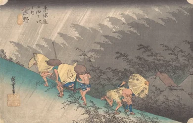 Regenbui bij Shono, 1834