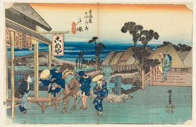 Totsuka Theehuis, in De Drieënvijftig Stations van de Tokaido Weg (Tokaido Gojusan Tsugi-no Uchi)