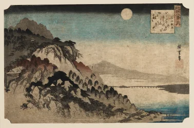 Houtsnede - Herfstmaan bij Ishinama, 1797-1858