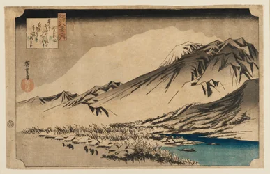 Houtsnede - Avondsneeuw op Mt. Hira