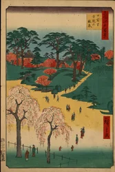 Honderd beroemde uitzichten van Edo: de tuinen van de tempel in Nippori