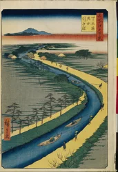 Honderd beroemde uitzichten van Edo: Sleepboten op het Yotsugi-dori-kanaal