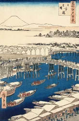Nihonbashi, opklaring na sneeuw door Utagawa Hiroshige