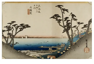 Shirasuka: Gezicht op Shiomizaka uit de serie De drieënvijftig staties van de Tokaido, ca. 1831-1834 (houtsnede op papier)