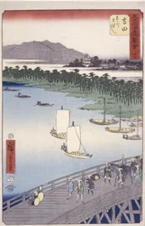 Station 35, Yoshida; Kyoka Tokaido-serie (figuren die de voorgrond oversteken)