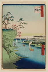 Uitzicht op Konodai en de rivier de Tone