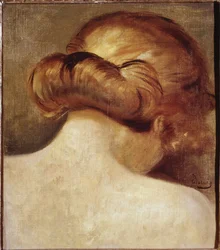 Nek van een blonde vrouw met knot. 1928, Parijs. Centre national d
