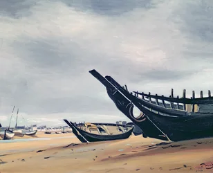 Boten op het strand van Camaret