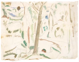 Zonder titel (studie voor The Turning Road), ca. 1906 (grafiet en aquarel op papier)