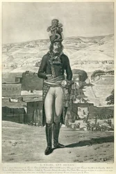 Portret te voet van generaal Louis Charles Antoine Desaix tijdens de campagne van Egypte in 1798