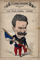 Cartoon van kolonel Theodore Jung (1833-1896) uit 
