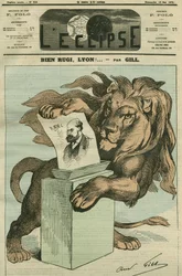 Goed rugi, Lyon! , cartoon voor de verkiezing van Arthur Ranc (1831-1908), afgevaardigde van de Rhone. Omslag in 