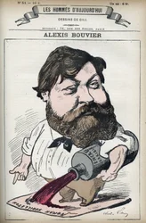 Portret van Alexis Bouvier (1836-1892), Franse populaire romanschrijver en toneelschrijver. Cartoon door Gill, Parijs
