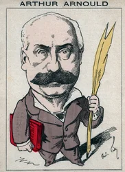 Portret van Arthur Arnould (1833-1895), een Franse journalist en politicus, hij nam actief deel aan de Parijse Commune - Cartoon door Andre Gill in 