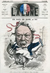 Portret van Charles Paul de Kock (1793-1871), Franse populaire romanschrijver. Cartoon door Gill, in 