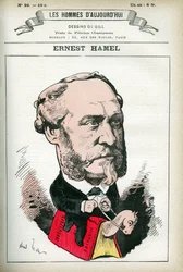 Portret van Ernest Hamel, Franse advocaat en politicus. Karikatuur door Gill, in 