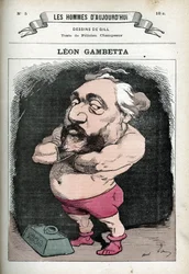 Portret van Leon Gambetta (1838-1882), Franse politicus. Karikatuur door Gill, Parijs.