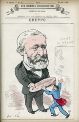 Portret van Louis Greppo (1810-1888), een Franse politicus, hij was afgevaardigde van de Rhône en de Seine. Karikatuur door Gill, Parijs