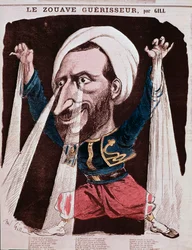Portret van de genezer Jacob genaamd de zouaaf Jacob (gravure)