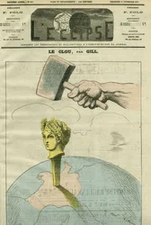 De spijker, een karikatuur over de republiek die een citaat van Alexandre Dumas Fils illustreert: 