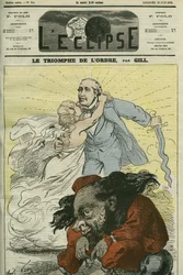 De triomf van de orde, een karikatuur van Gill, opgesomd door de orde ingesteld door de hertog van Broglie (1821-1901). Omslag in 