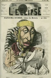 Zombe-Fatoum (1836-1878), Koningin van Moheli op de Comoren, op bezoek in Frankrijk in 1868. Ze wordt ook Djombe-Fatouma of Jumbe Fatouma of Jumbe Fatima genoemd. Omslag in 