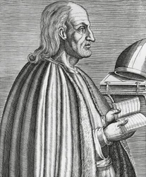 Portret van Anselmus van Canterbury, ook bekend als Anselmus van Aosta (1033-1109), heilige, theoloog en kerkleraar, aartsbisschop van Canterbury, gravure uit 1584 door Andre Thevet (1502-1590)