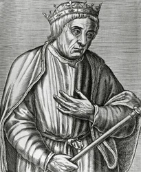 Portret van Casimir III, koning van Polen, bekend als de Grote (1310-1370), gravure uit Les Vrais pourtraits et Vies des Hommes illustres