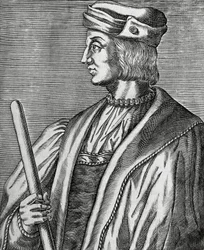 Portret van Gaston de Foix, hertog van Nemours (1489-1516), gravure uit Les Vrais pourtraits et Vies des Hommes illustres