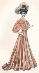 Een catalogusillustratie van een Edwardiaanse dame, ca. 1908