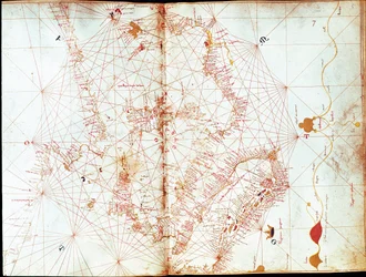 Kaart van Italië door zeeman-cartograaf Andrea Bianco (15e eeuw)