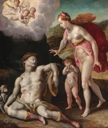 Venus rouwt om de dood van Adonis