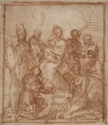 Madonna met kind en acht heiligen (compositiestudie voor het altaarschilderij in Sarzana)