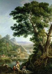 Een landschap in Latium met wasvrouwen