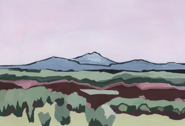 Roze lucht en abstract land, 2024