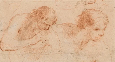 Twee studies van de buste van een man naar rechts gedraaid