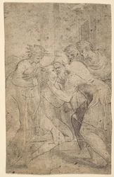 De terugkeer van de verloren zoon die aan de voeten van zijn vader valt, ca. 1536-1540